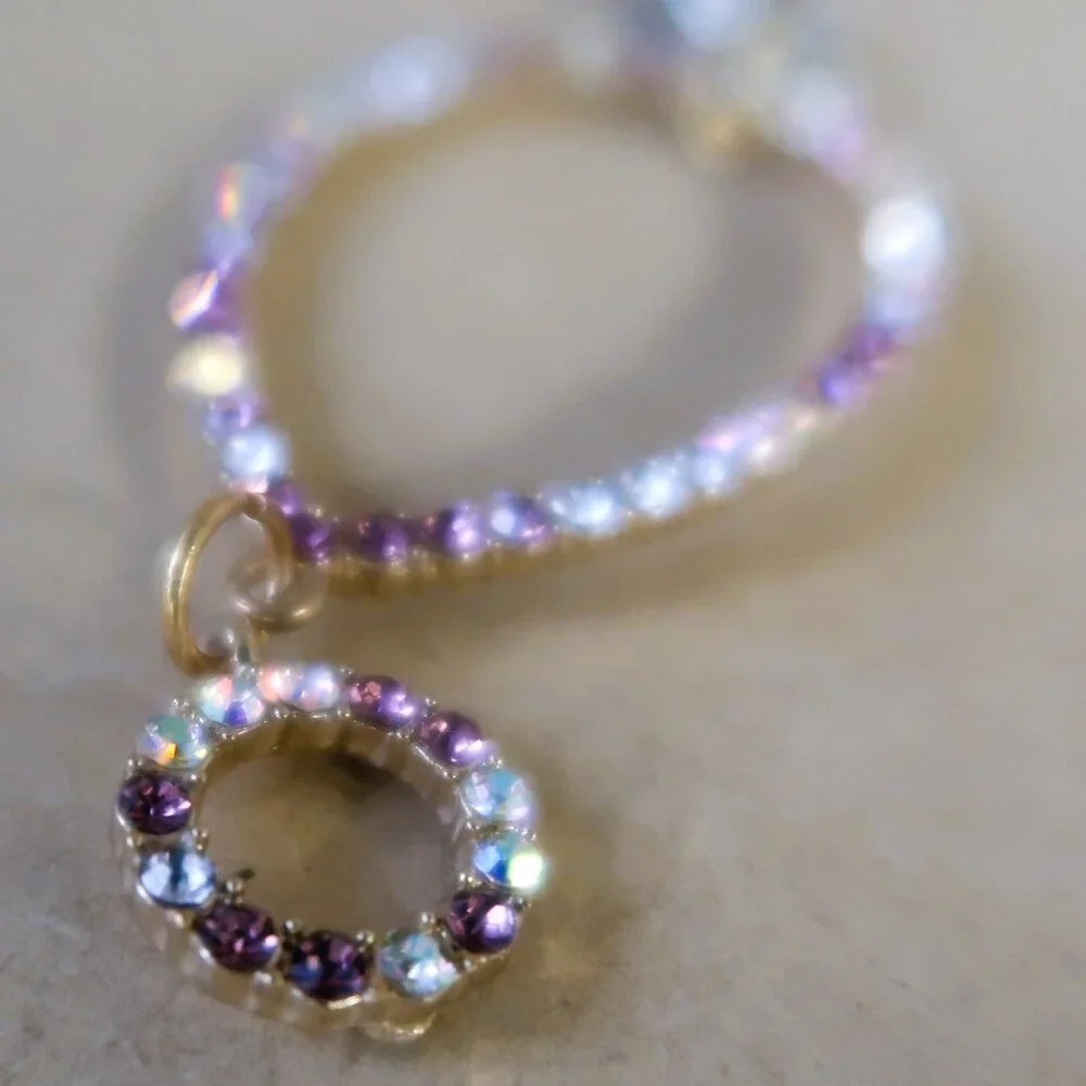 Vintage Rhinestone Pendant Lot 2 Pc Multicolor Crystal Cluster Statement Wear - Picture 5 of 15